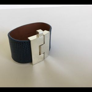 Blue Cuff bracelet with silver clasp